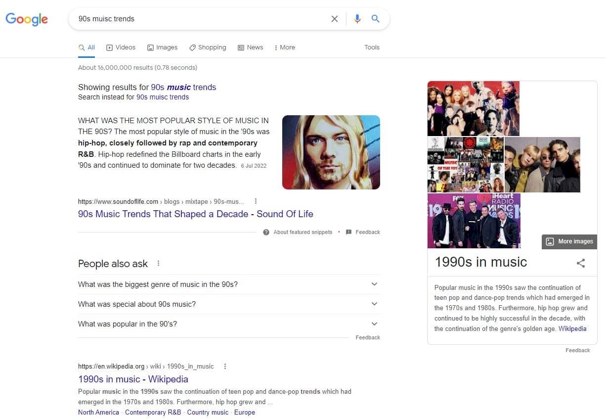 sound of life website in a featured snipped with wikipedia below it